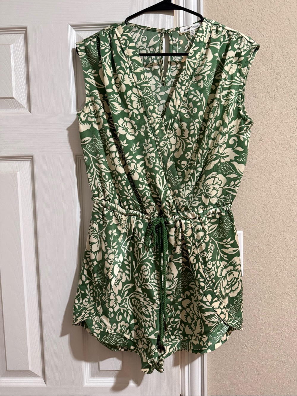 Heartloom Green Floral Print Sleeveless Rompe